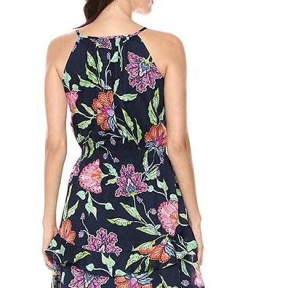 Taylor NWT Navy Floral Print Keyhole Front Tiered Spring Summer Dress Size 2 - Picture 14 of 15